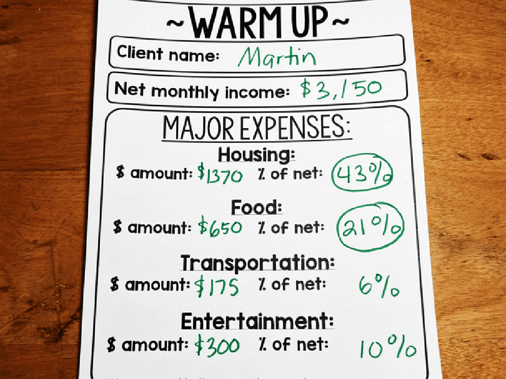 income expense summary
