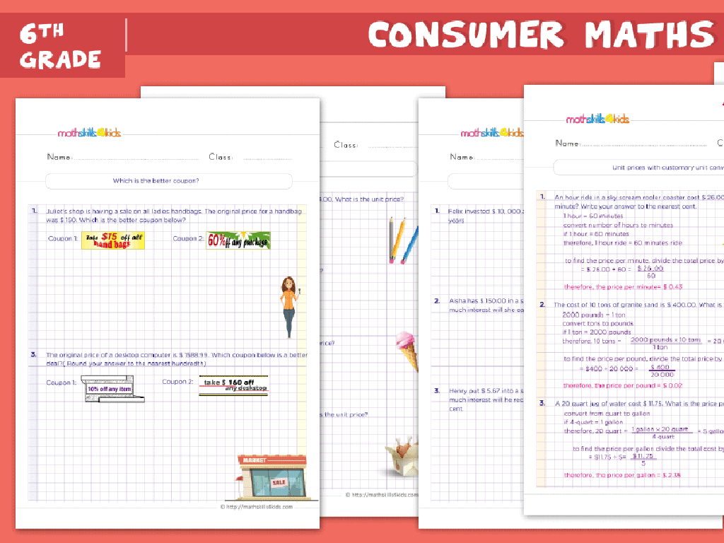 6th grade math worksheets