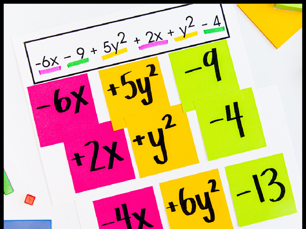 algebra expressions sticky notes