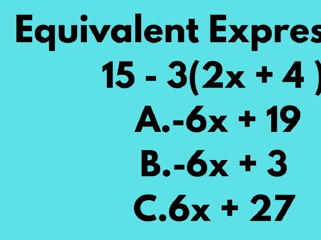 math equivalent expressions options