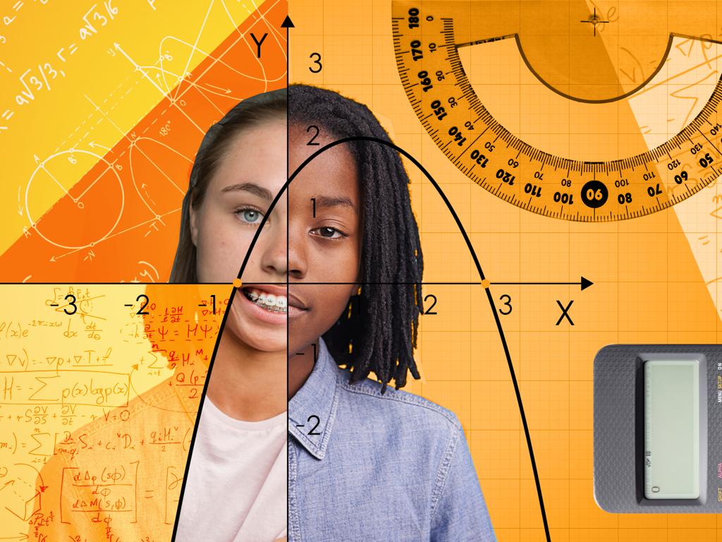 teen studying math graphs