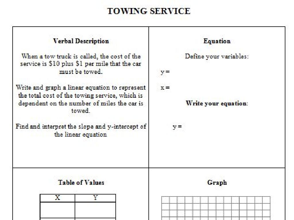 towing service worksheet