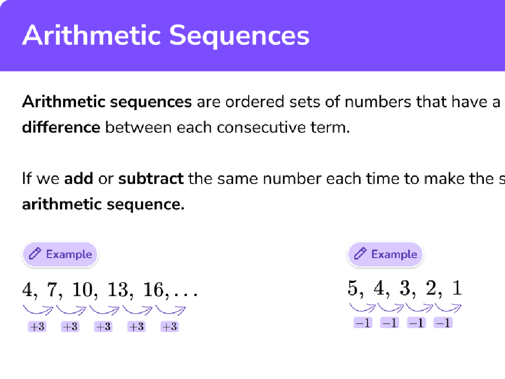 arithmetic sequence examples