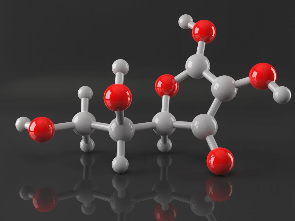 red white molecular model