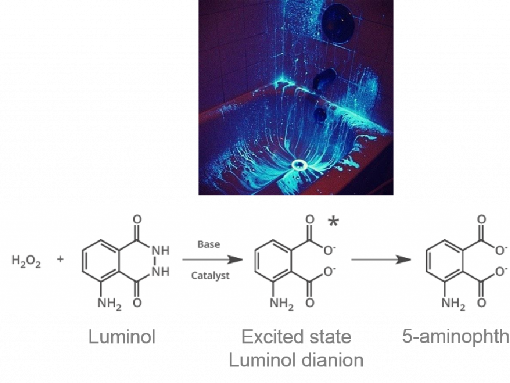 glowing blue stains