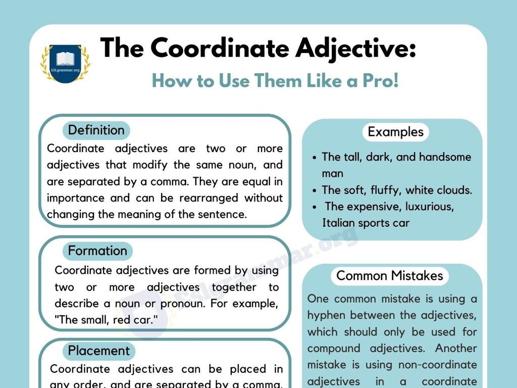 coordinate adjectives infographic