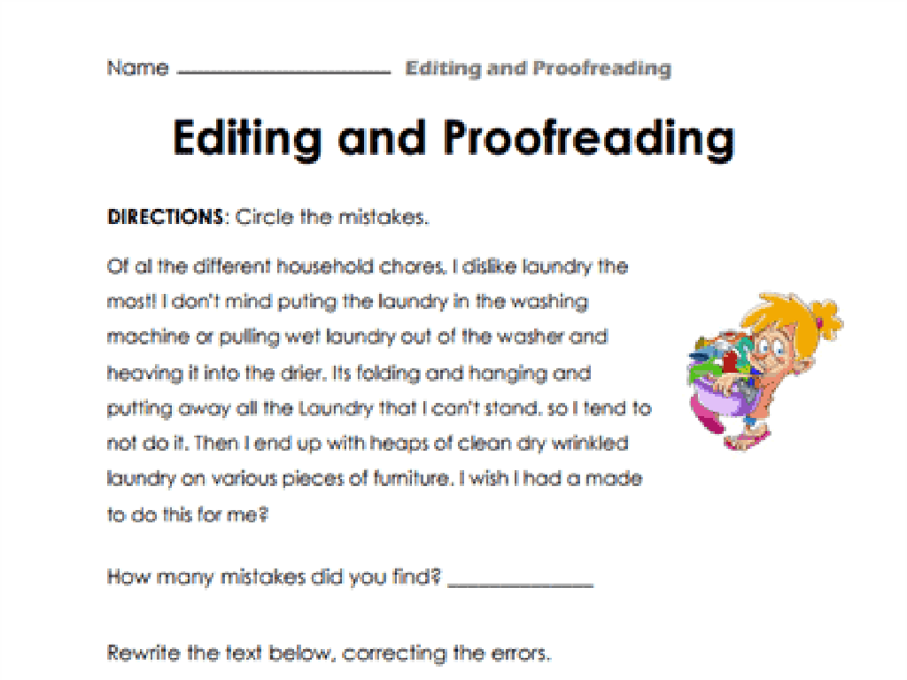 cartoon proofreading worksheet