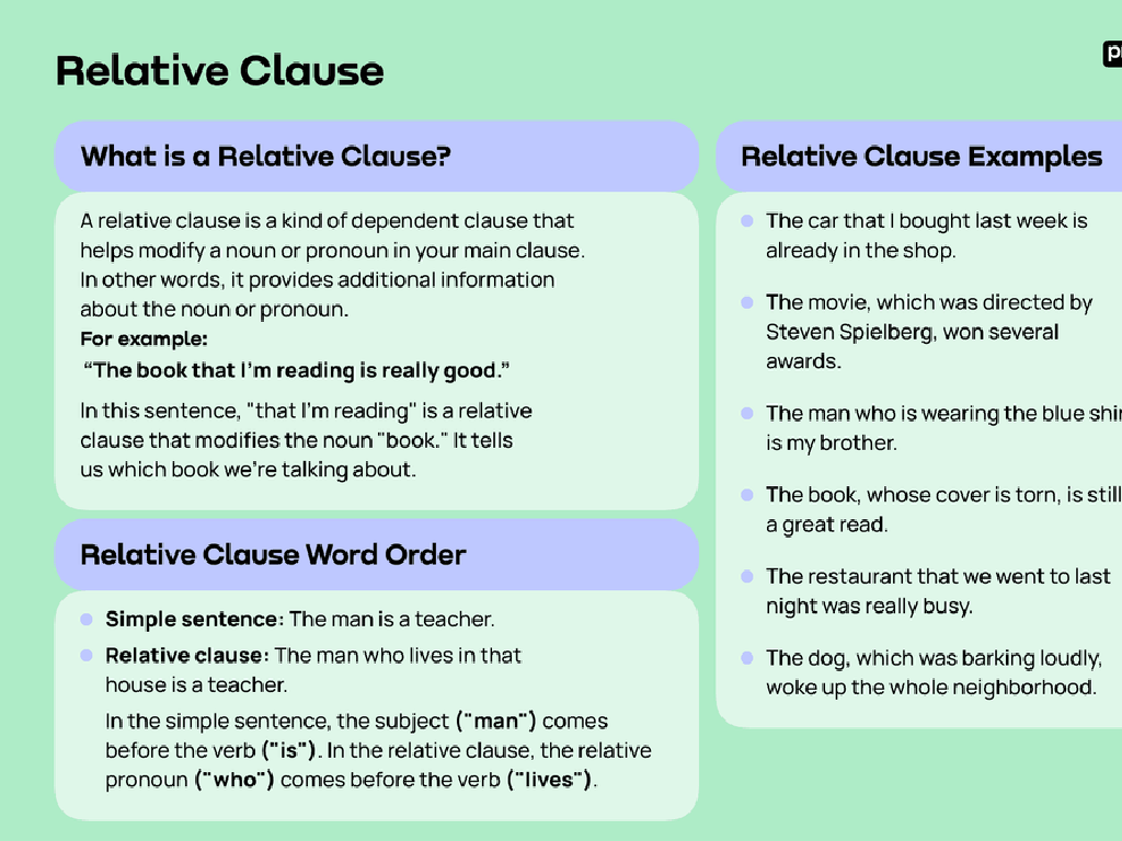 relative clauses infographic