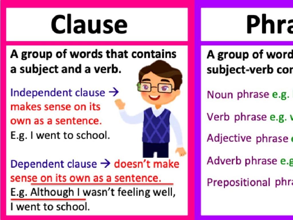 clauses vs phrases comparison