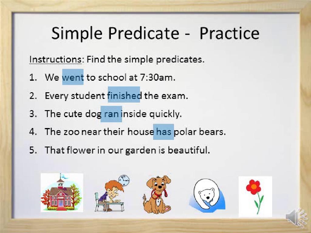 simple predicate worksheet