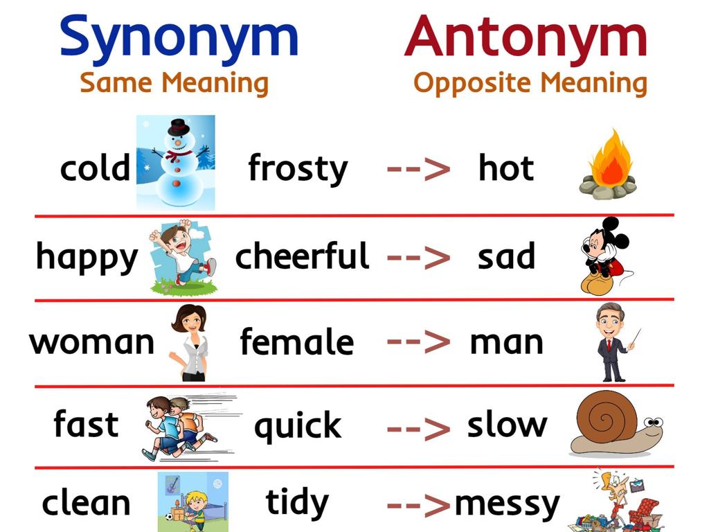 synonyms antonyms chart