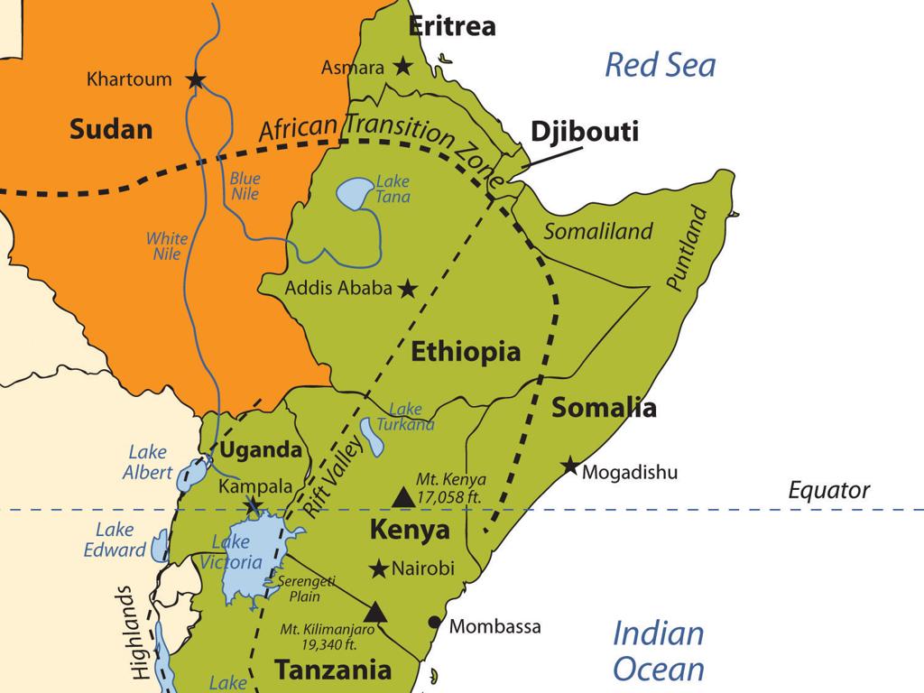 east africa cities map