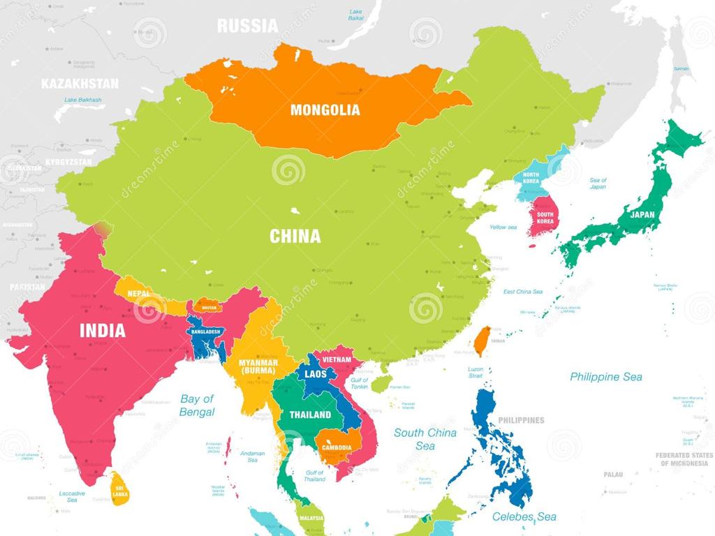 asia colorful map