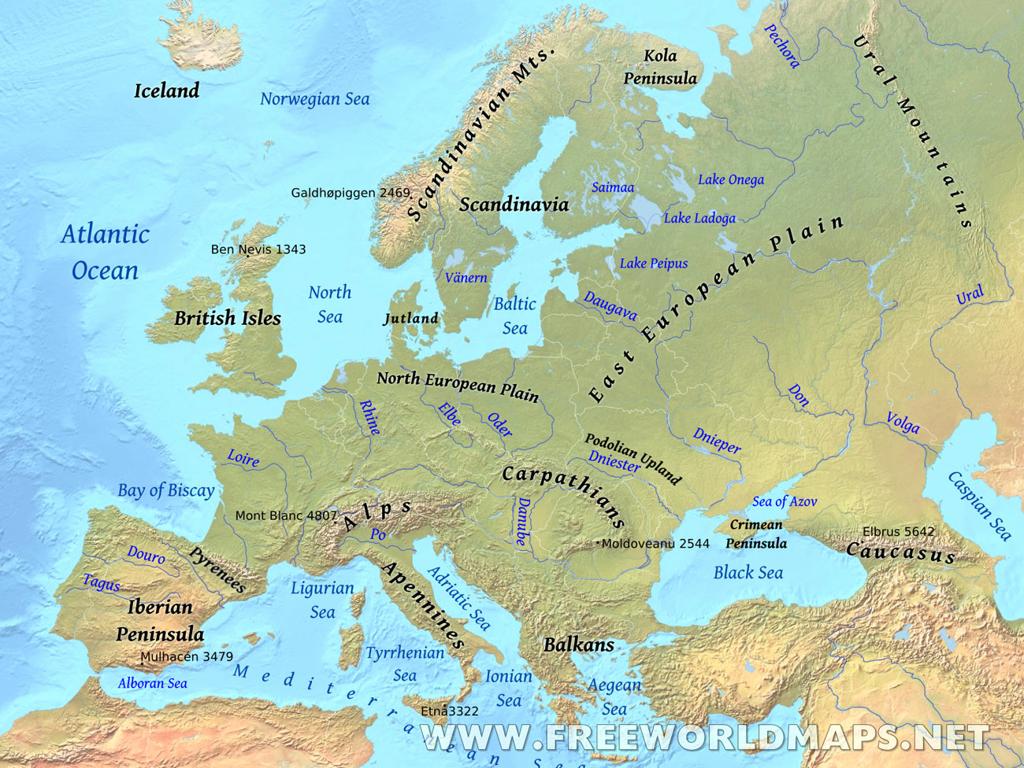 europe geography map