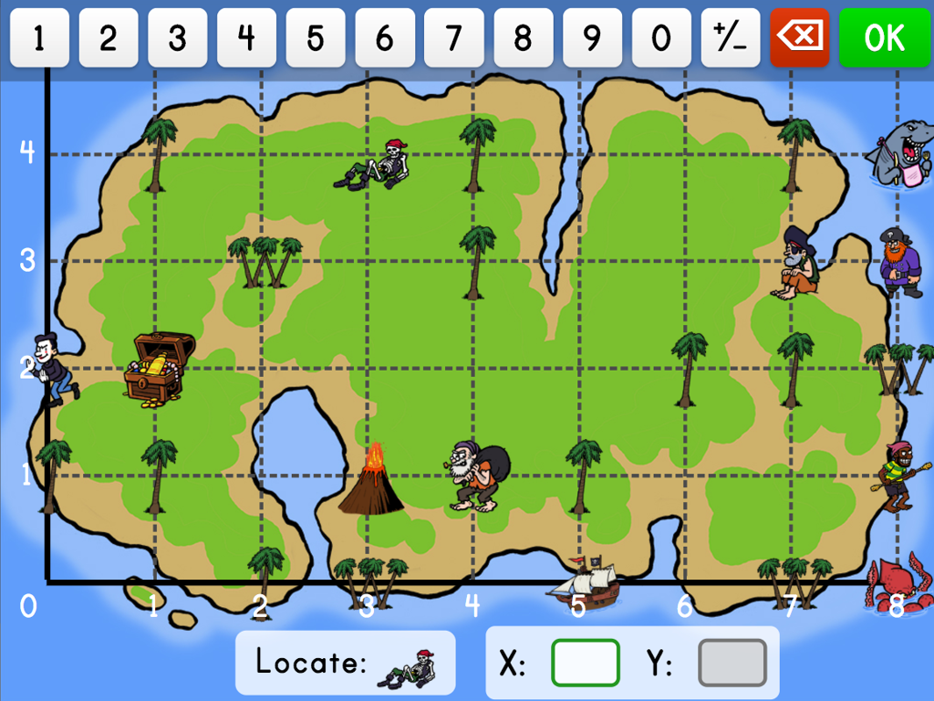 treasure map grid items