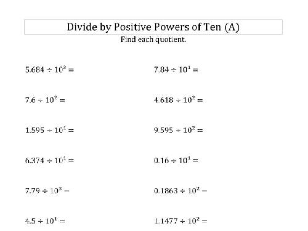 dividing powers of ten