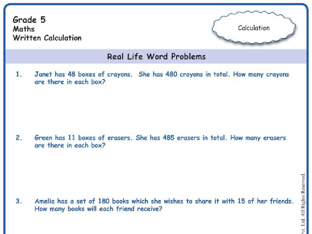 grade 5 math problems