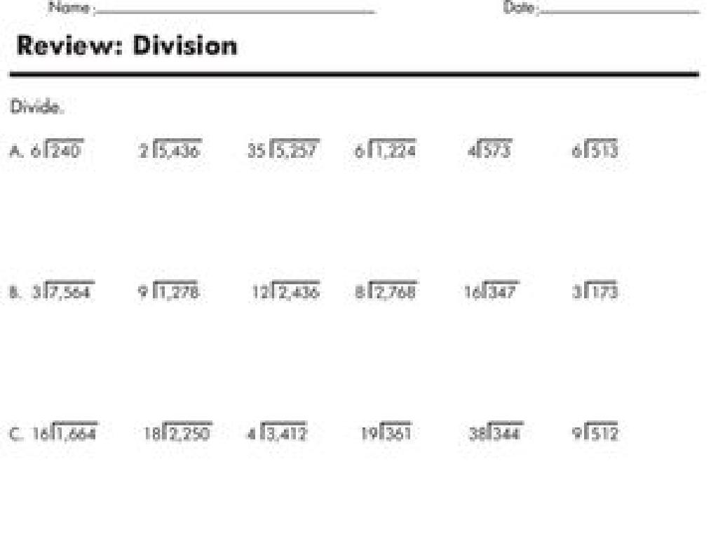 division math worksheet