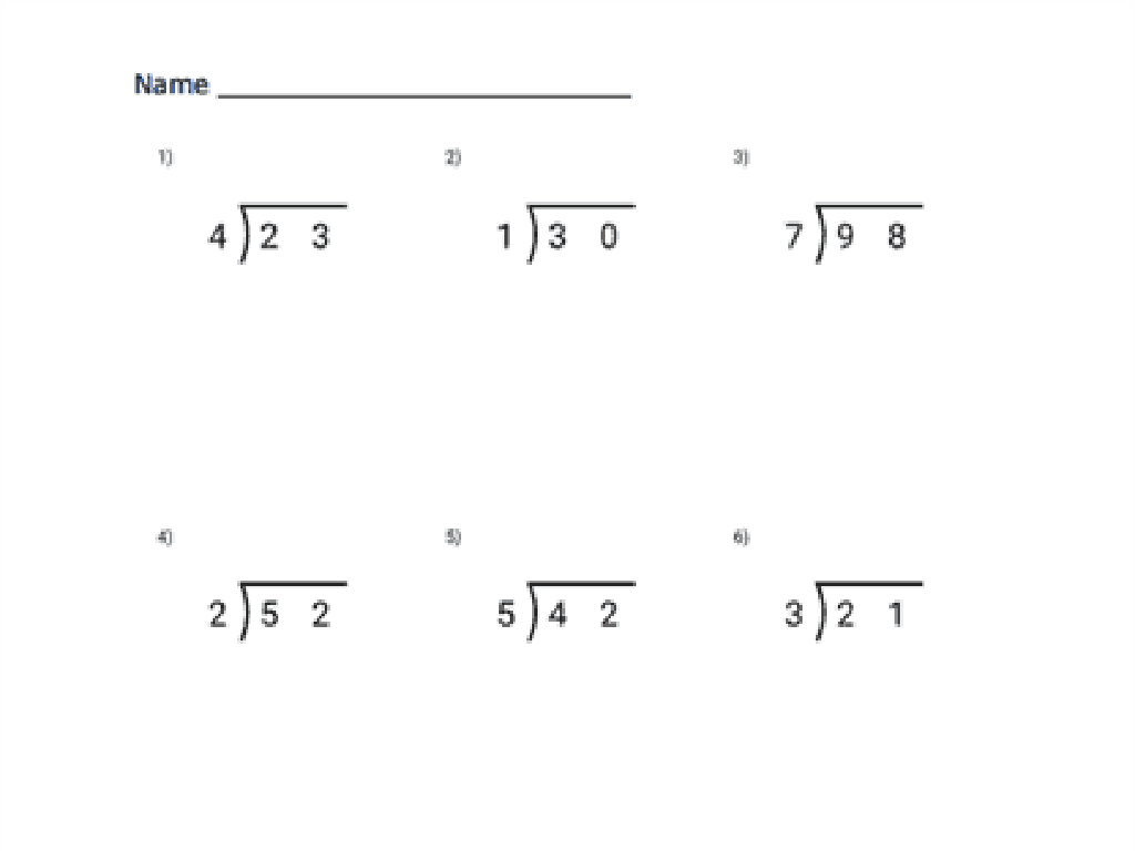 division math worksheet