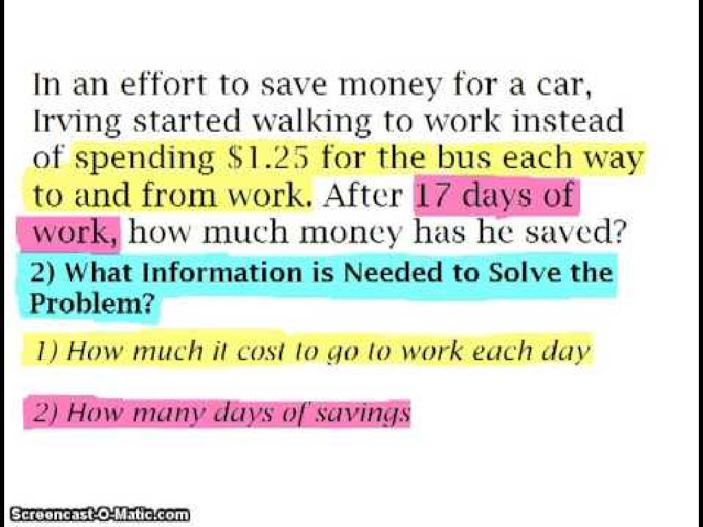 money saving math problem