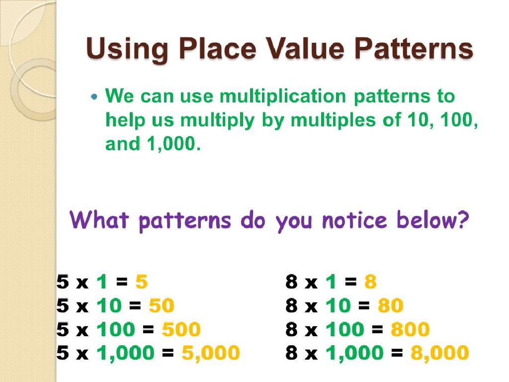 place value multiplication