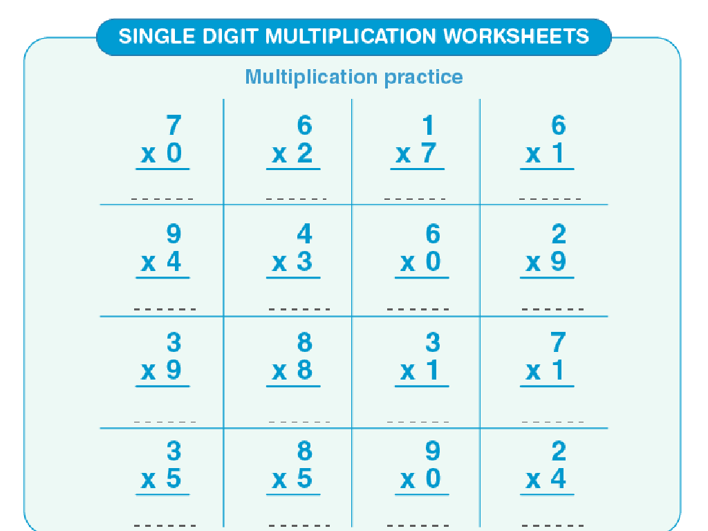 multiplication worksheet kids