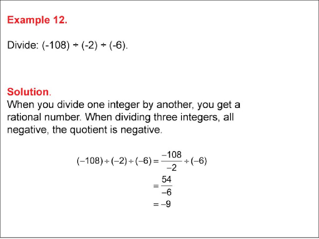 negative integer division steps