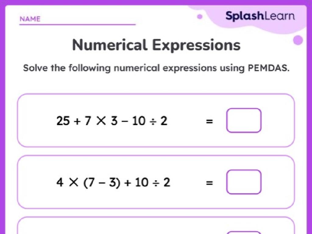 pemdas numeracy worksheet