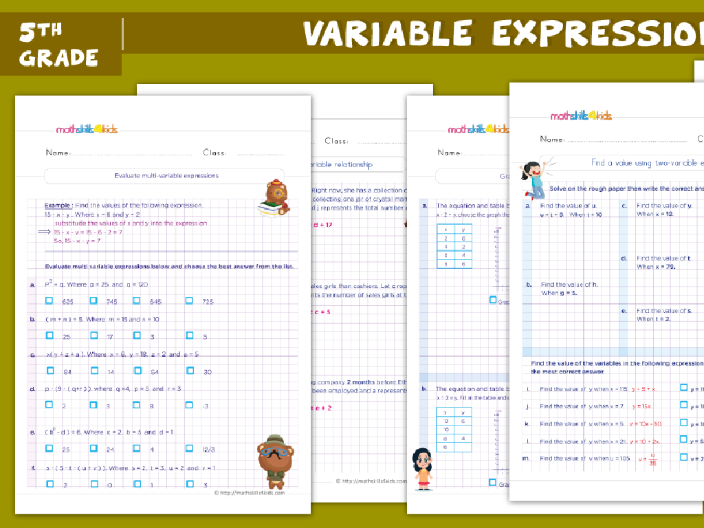 5th grade math expressions