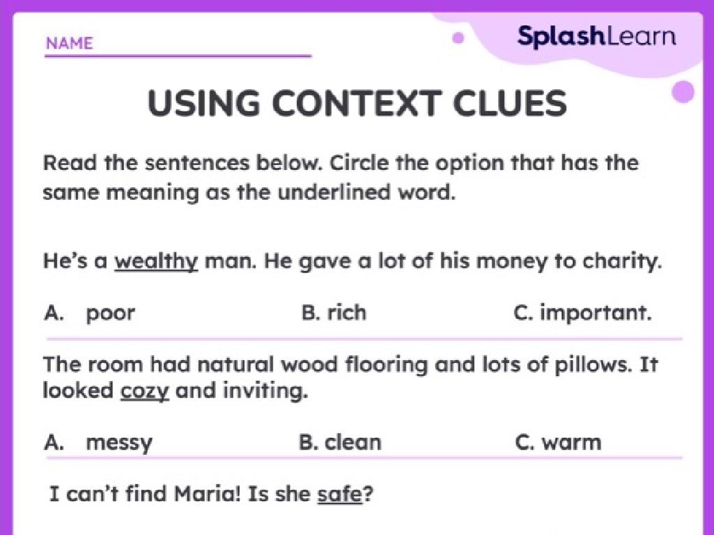 context clues worksheet