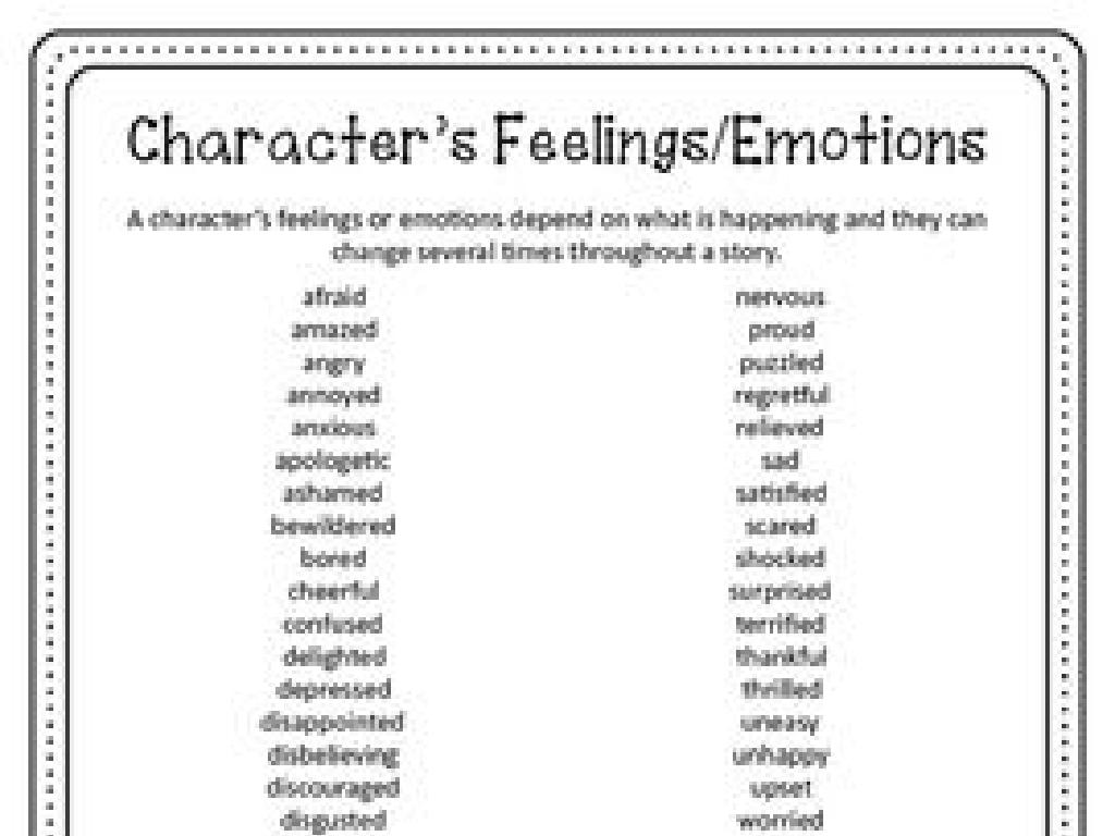 emotions list black white