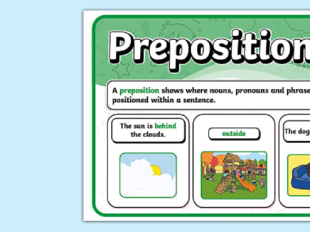 prepositions examples chart