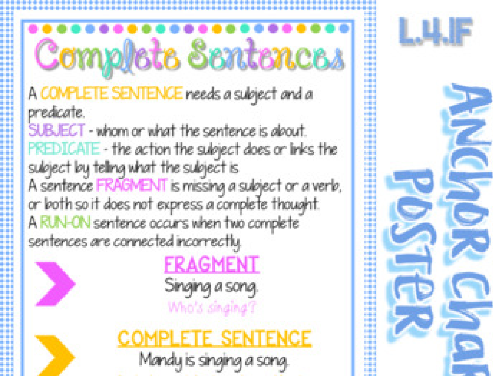 complete sentences chart