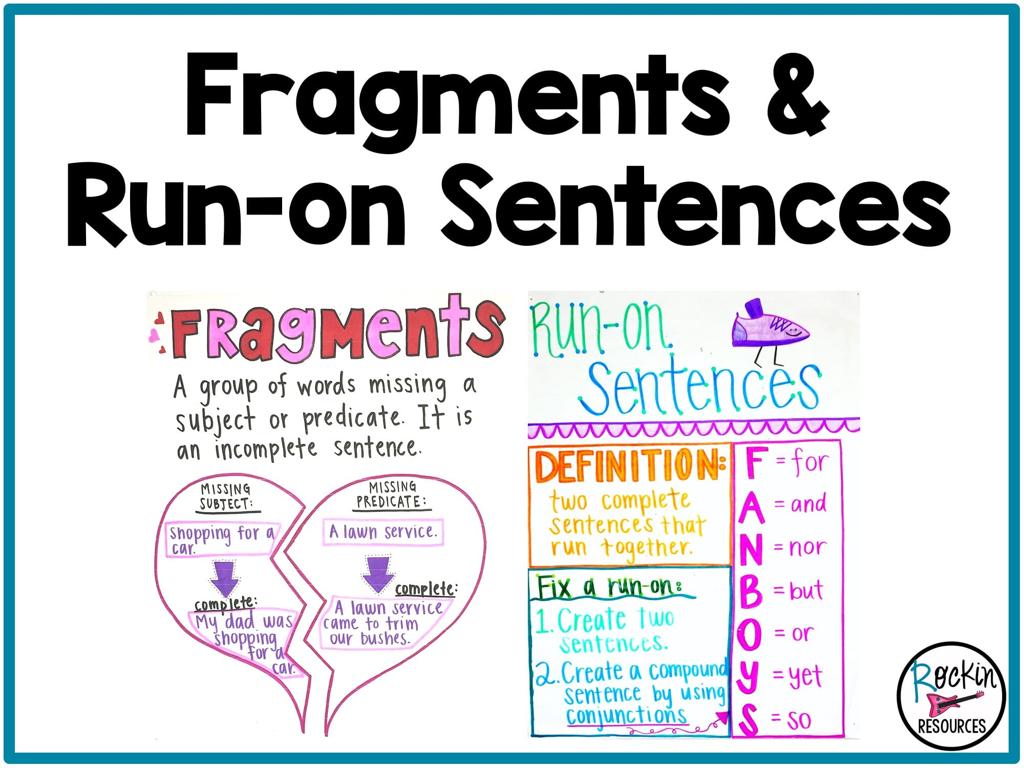 fragments run-on sentences poster