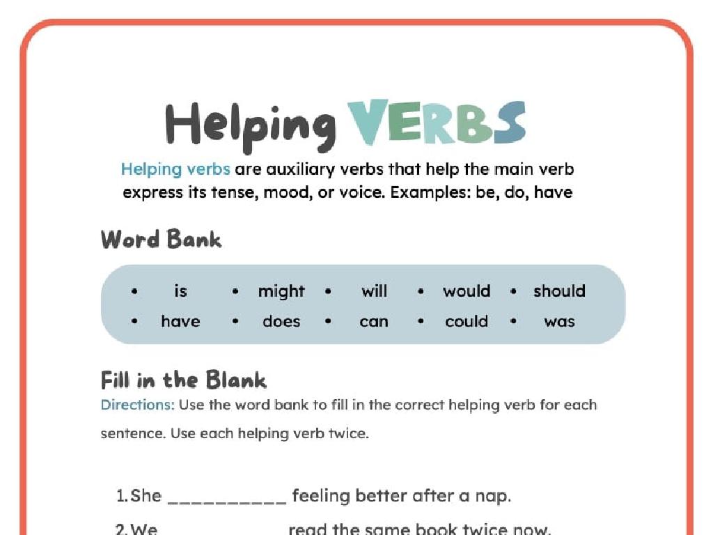 helping verbs worksheet