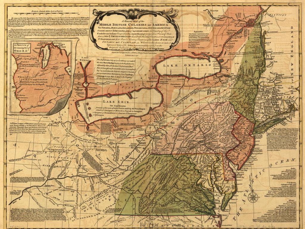 middle british colonies map