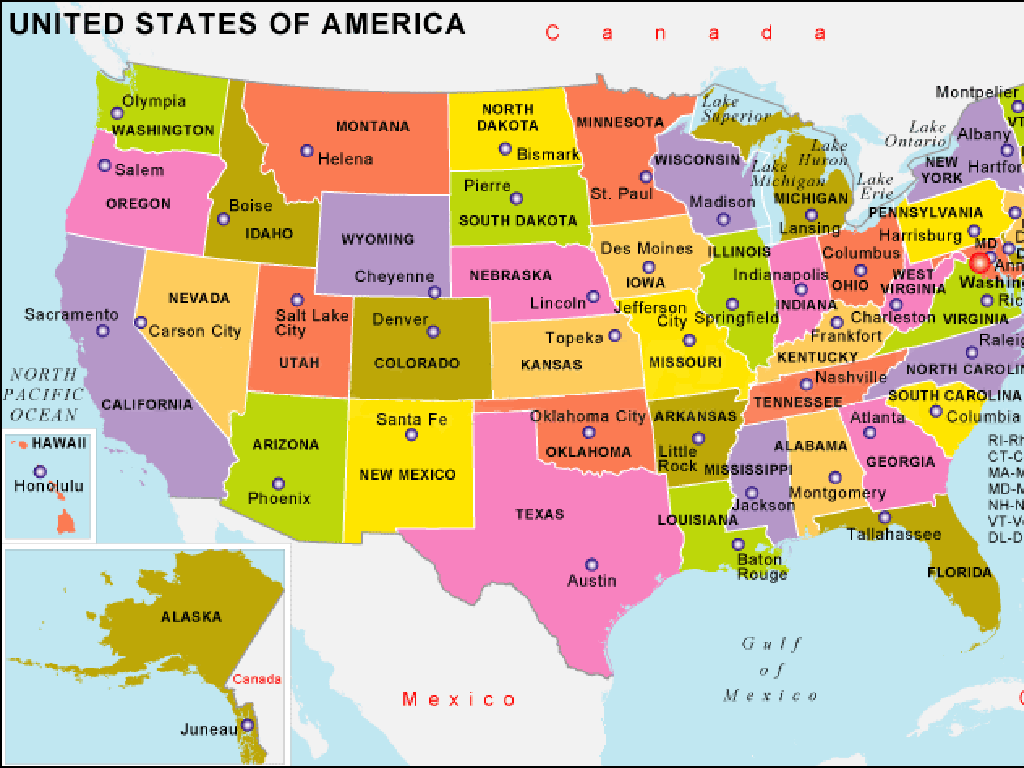 us state capitals map