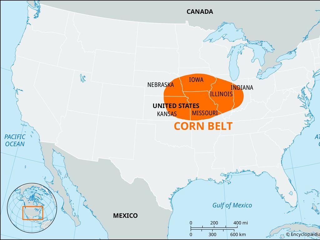 corn belt map usa