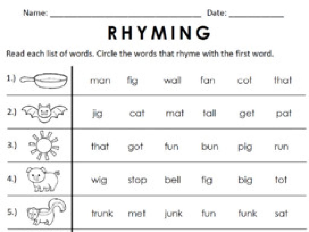 rhyming words worksheet