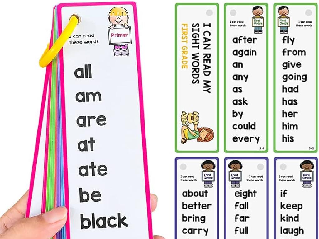 colorful sight words cards