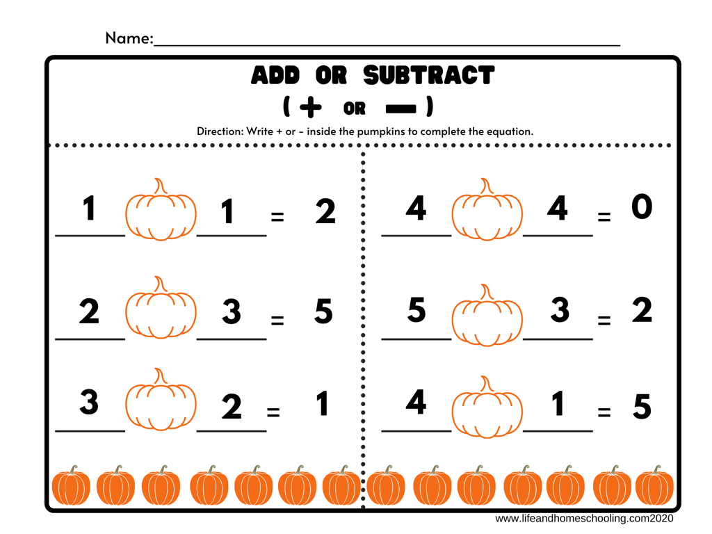 pumpkin math worksheet