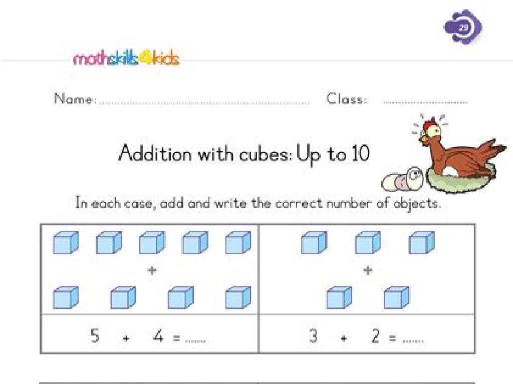 addition cubes worksheet