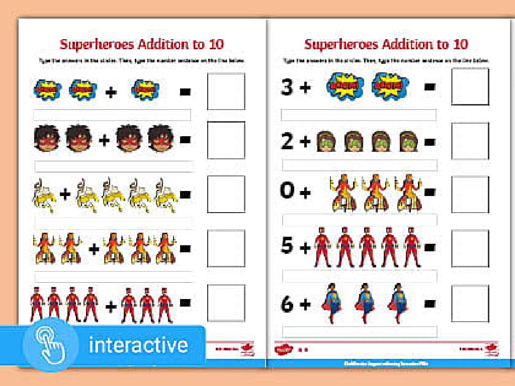 superhero math worksheet