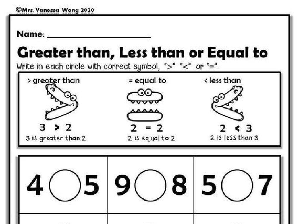 alligator comparison worksheet