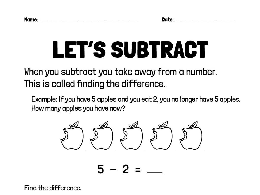 apple subtraction worksheet