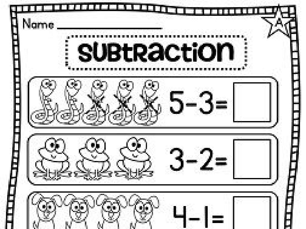 animal subtraction worksheet