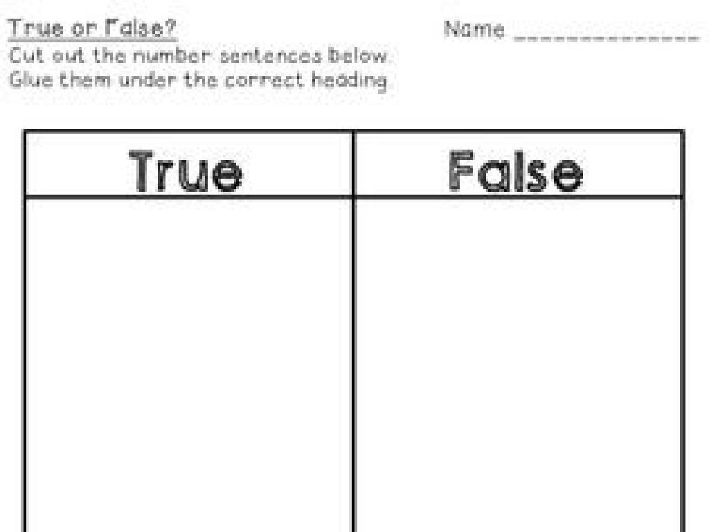 true false worksheet