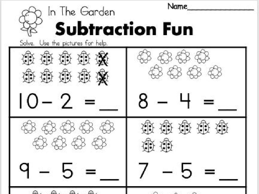 garden subtraction worksheet