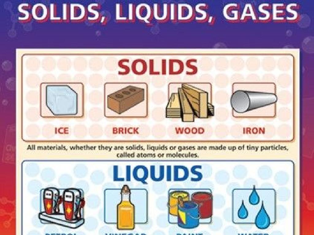 solids liquids gases examples