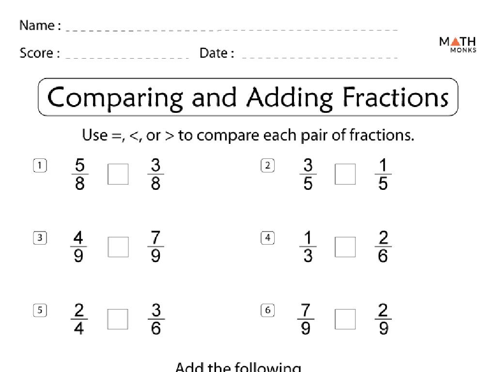 comparing adding fractions